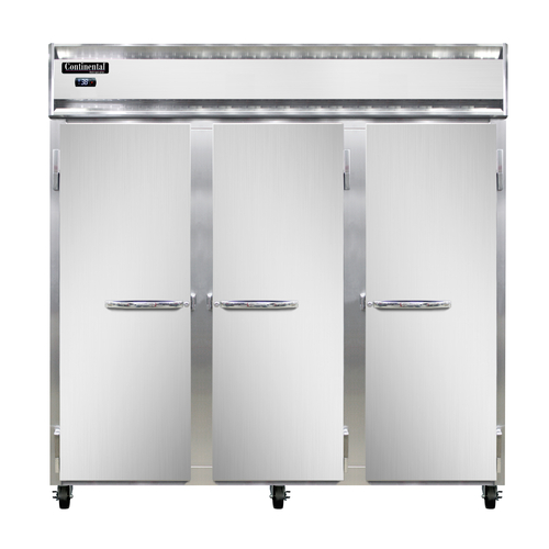 Continental Refrigerator 3RN 78" W Three-Section Solid Door Reach-In Refrigerator