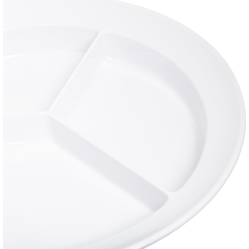 Carlisle KL20302 8 3/4" Dia. Plastic White Round Kingline 3-Compartment Plate