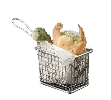 American Metalcraft FRYT433 Stainless Steel Rectangular Tabletop Serving Fry Basket