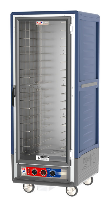 Metro C539-MFC-4-BU C5 3 Series Blue Full-Size Insulated Moisture Heated Holding & Proofing Cabinet with Clear Door and Fixed Wire Slides - 120V