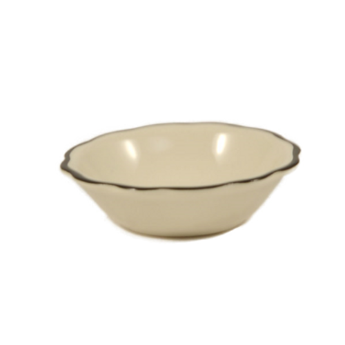 CAC China SC-11B 5 Oz. Black Band and American White Ceramic Round Seville Fruit Dish (3 Dozen Per Case)