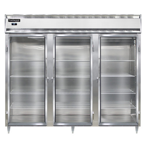 Continental Refrigerator D3RNGD 78" W Three-Section Glass Door Reach-In Designer Line Refrigerator