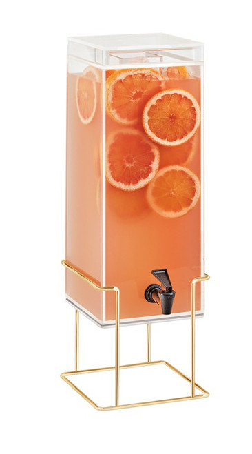 Cal-Mil 22002-3-46 3 Gallon Mid-Century Beverage Dispenser Brass Wire Base Square