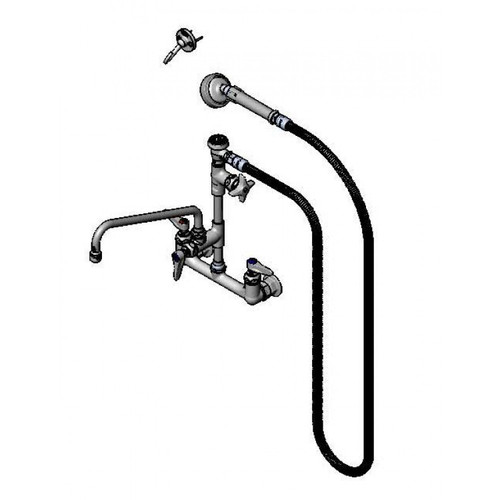 T&S Brass B-2308 Spray Assembly wall mount mixing faucet with 8"