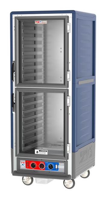 Metro C539-CDC-L-BU C5 3 Series Blue Full-Size Insulated Heated Holding & Proofing Cabinet with Clear Dutch Doors and Lip Load Slides - 120V