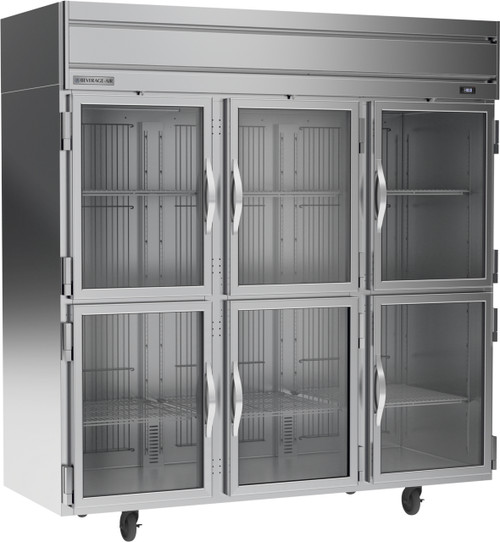 Beverage Air HFPS3HC-1HG 78" W Three-Section Glass Door Reach-In Horizon Series Freezer - 208/230 Volts