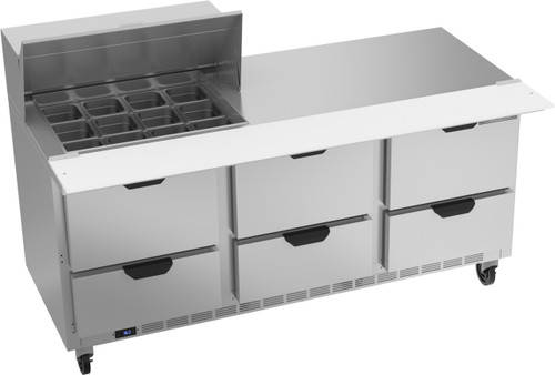 Beverage Air SPED72HC-12M-6 72" W Three-Section Six Drawer Mega Top Refrigerated Counter