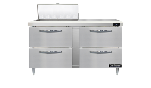 Continental Refrigerator D60N12M-D 60" W Two-Section Four Drawer Designer Line Mighty Top Sandwich Unit