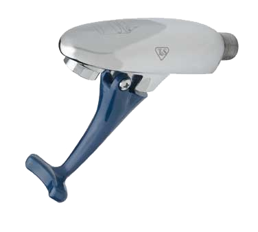 T&S Brass B-1205-M Glass Filler Faucet push back wall mounted volume regulator blue lean arm instant shut-off 3/8"