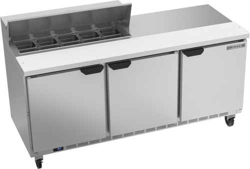 Beverage Air SPE72HC-10 72" W Three-Section Three Door Sandwich Top Refrigerated Counter
