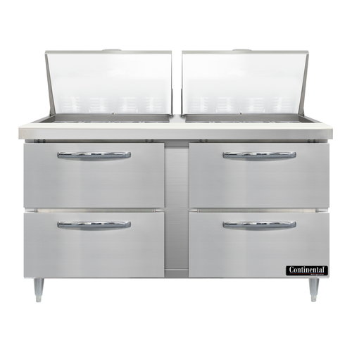 Continental Refrigerator D60N24M-D 60" W Two-Section Four Drawer Designer Line Mighty Top Sandwich Unit