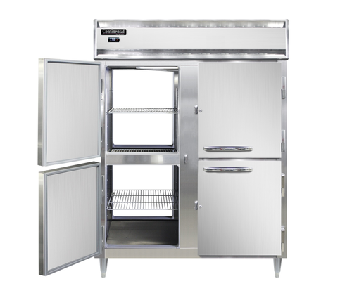 Continental Refrigerator D2RENSSPTHD 57"W Two-Section Steel Door Designer Line Wide Refrigerator