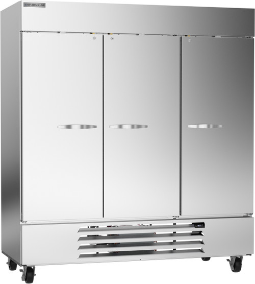 Beverage Air HBR72HC-1 75" W Three-Section Solid Door Reach-In Horizon Series Refrigerator