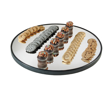 Cal-Mil RR240
 24"
 Glass
 Black
 Round
 Gourmet Display Mirror Tray