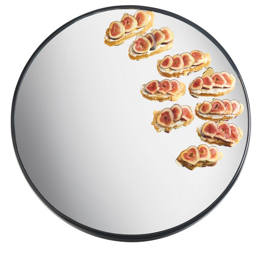 Cal-Mil RR240
 24"
 Glass
 Black
 Round
 Gourmet Display Mirror Tray