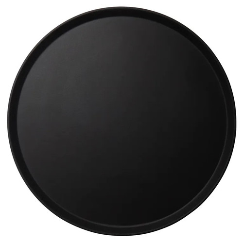 Cambro 1950CT110 19.44" Dia. Fiberglass Black Satin Round Camtread Serving Tray - 12/Case