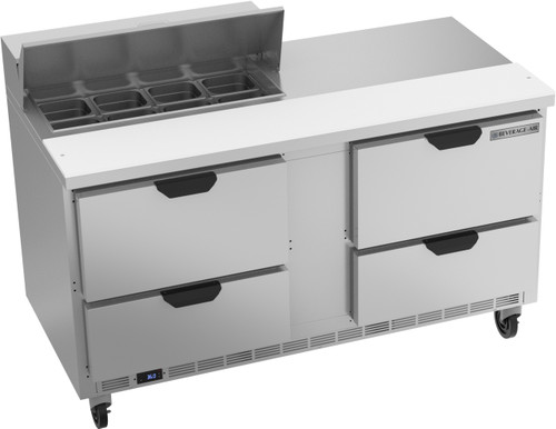Beverage Air SPED60HC-08-4 60" W Two-Section Four Drawer Sandwich Top Refrigerated Counter