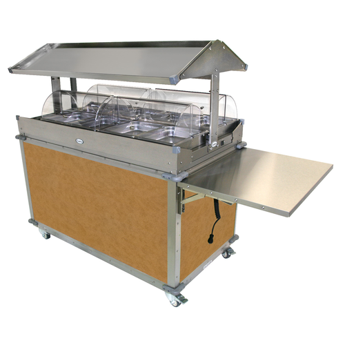 Cadco CBC-GG-2-L1 85.25" Chestnut Stainless Steel Electric MobileServ Deluxe Grab & Go Merchandising Cart - 120 Volts