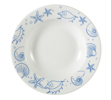 CAC China ATC-3 9" Dia. 10 Oz. Super White Porcelain Round Atlantic Seashell Soup Plate (2 Dozen Per Case)