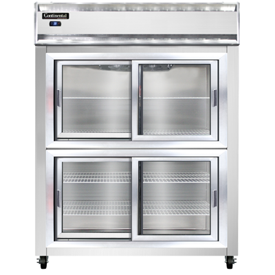 Continental Refrigerator 2RESNSSSGDHD 57" W Two-Section Glass Door Reach-In Extra-Wide Refrigerator