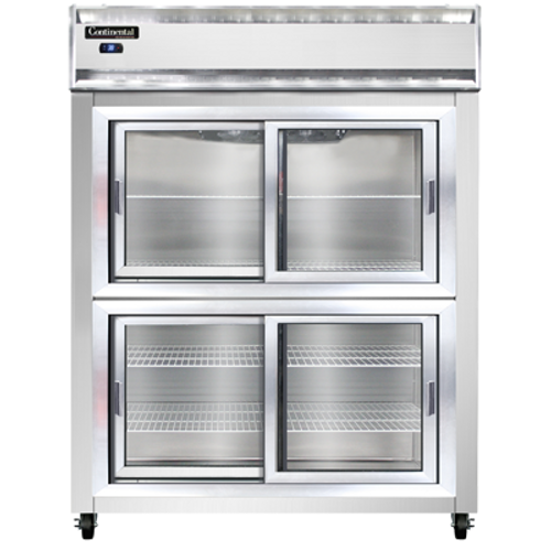Continental Refrigerator 2RESNSSSGDHD 57" W Two-Section Glass Door Reach-In Extra-Wide Refrigerator