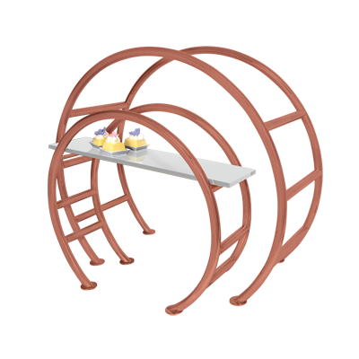 Eastern Tabletop 1750GCP 23-1/2"W x 9-1/2"D x 21"H Copper 18/10 Stainless Steel Circular Tabletop Display