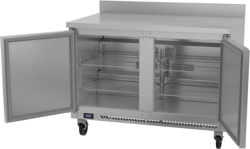 Victory VWF48HC 48"W Two Door Stainless Steel Worktop Freezer Counter With 4" High Foamed In Place Backsplash
