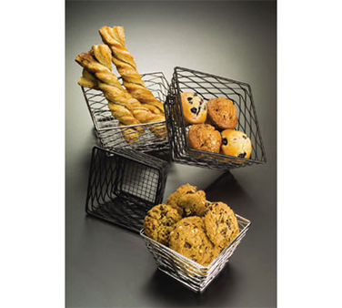 American Metalcraft BNRB86B Metal Black Square Birdnest Basket