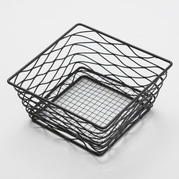 American Metalcraft BNRB86B Metal Black Square Birdnest Basket