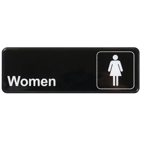 Winco SGN-312 9"W x 3"H Black Information Sign