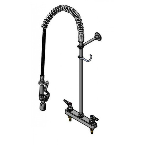 T&S Brass B-5120-Cr-Bj Easyinstall Workboard Pre-Rinse Unit Deck Mount Mixing Faucet With 8"