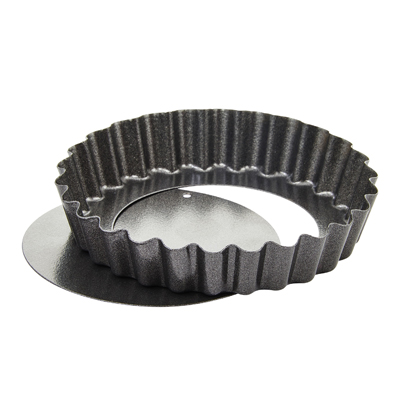 Winco FQP-4 4" Dia x 3/4" H Carbon Steel 2-Piece Quiche Pan Set (2 Pieces Per Set)