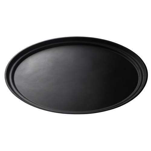 Cambro 2500CT110 19.25" x 23.13" Fiberglass Black Oval Camtread Serving Tray - 6/Case