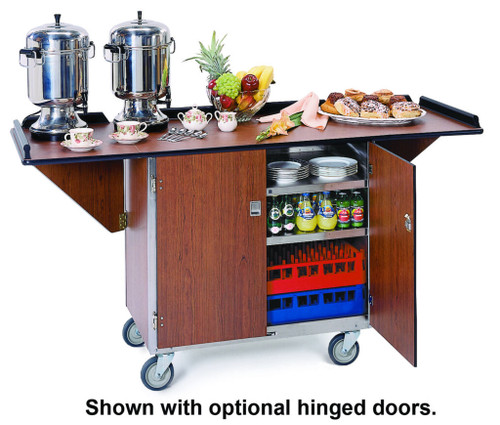 Lakeside 675 24" W Stainless Steel Drop Leaves Beverage Service Cart with 5" Swivel Carters