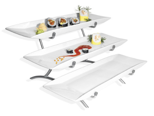 Cal-Mil PP1033-39 23"L x 18"W x 12"H Rectangular Metal Platter Display