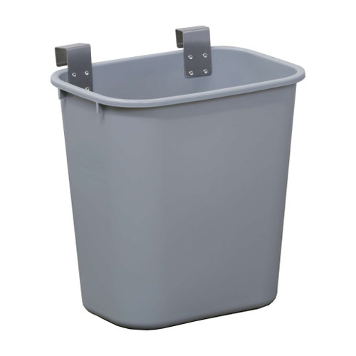 Lakeside 202-6 Large Gray Polyethylene Waste Basket with Stainless Steel Hanger Strap - 6 per Pack