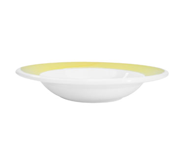 CAC China R-125-Y 12.75" Dia. 30 Oz. Yellow Ceramic Round Rainbow Pasta Bowl (1 Dozen)