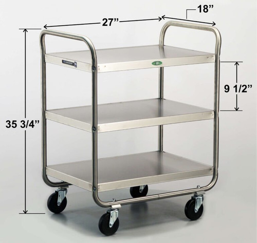 Lakeside 222 30" W x 20" D x 35-3/4" H Stainless Steel Tubular U-Frame Utility Cart