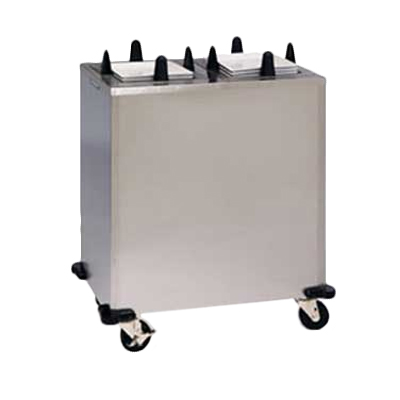 Lakeside S6211 Easy-Glide 11.25" Dia. Square Stainless Steel 2-Tube Heated Mobile Dish Dispenser