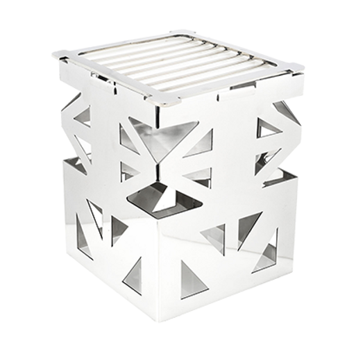 Eastern Tabletop 1742 8”W x 8”D x 10”H 18/10 Stainless Steel Lexus Ridge Design Connecting Riser Stand