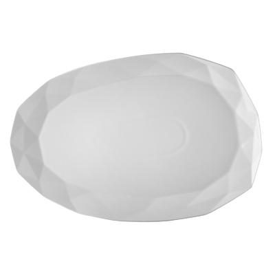 CAC China ART-41 Bone White Porcelain Free Form Art Deco Platter (1 Dozen)