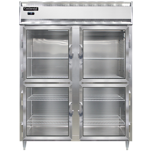 Continental Refrigerator DL2FE-SA-GD-HD 57" W Two-Section Glass Door Reach-In Designer Line Wide Freezer - 115 Volts