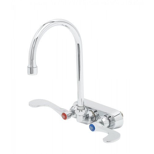 T&S Brass B-1146-04-CR-WS Workboard Faucet wall mount 4" centers 5-3/4" swivel gooseneck nozzle