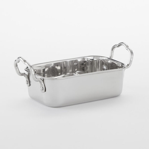 American Metalcraft MRP53 5.75" x 1.75" Rectangle Stainless Steel 17 Oz. Mini Roasting Pan