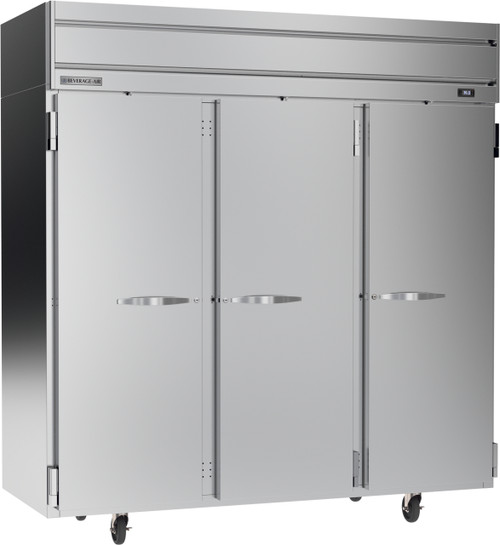 Beverage Air HRPS3HC-1S 78" W Three-Section Solid Door Reach-In Horizon Series Refrigerator