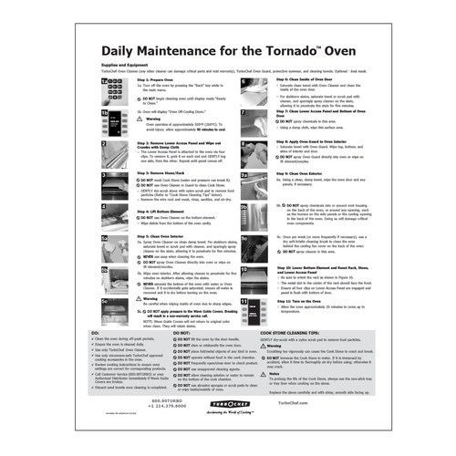 TurboChef NGC-1362 8-1/2" x 11" Poster Daily Cleaning