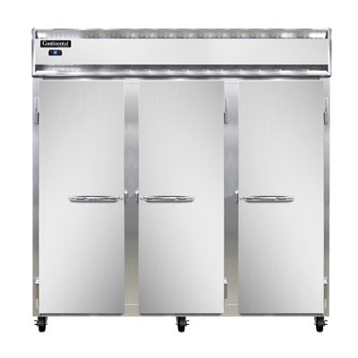 Continental Refrigerator 3RNSS 78" W Three-Section Solid Door Reach-In Refrigerator