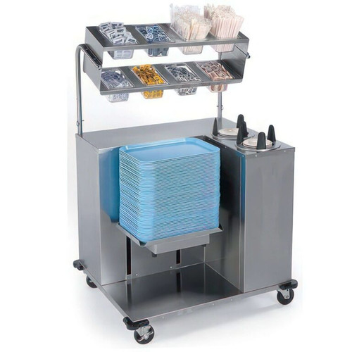 Lakeside 2620 35.5" W Stainless Steel Mobile Dispenser Tray Starter Station