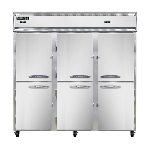 Continental Refrigerator 3RFF-SS-HD 78" W Three-Section Solid Door Reach-In Refrigerator/Freezer