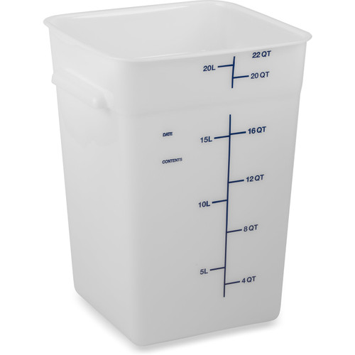 Carlisle 11966PE02 22 Qt. White with Blue Print Polyethylene Squares Food Storage Container
